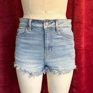 KanCan Light Blue Denim Cut Off High Waist Shorts
